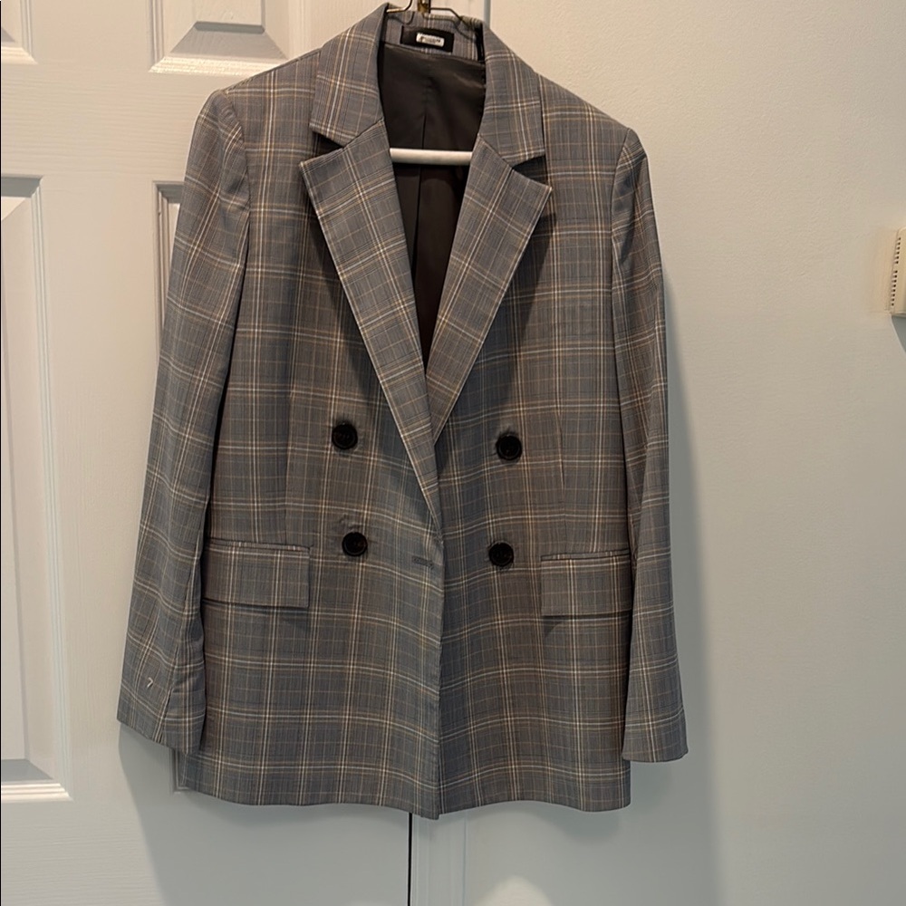 Theory Gray Plaid Blazer